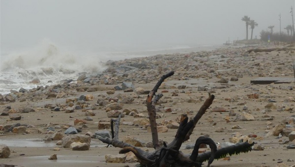 Efectes del temporal Glòria a la platja del Prat