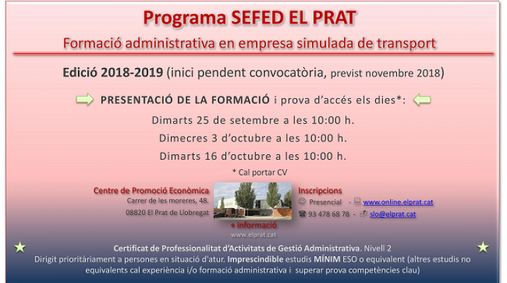 Calendari sessions informatives edició 2018-19