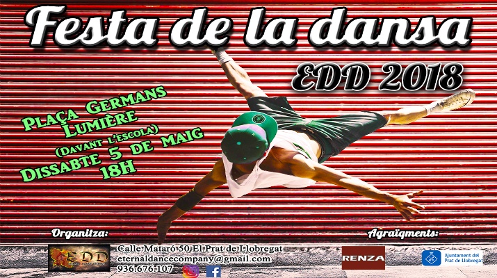 cartell amb informació i un noi ballant hip hop