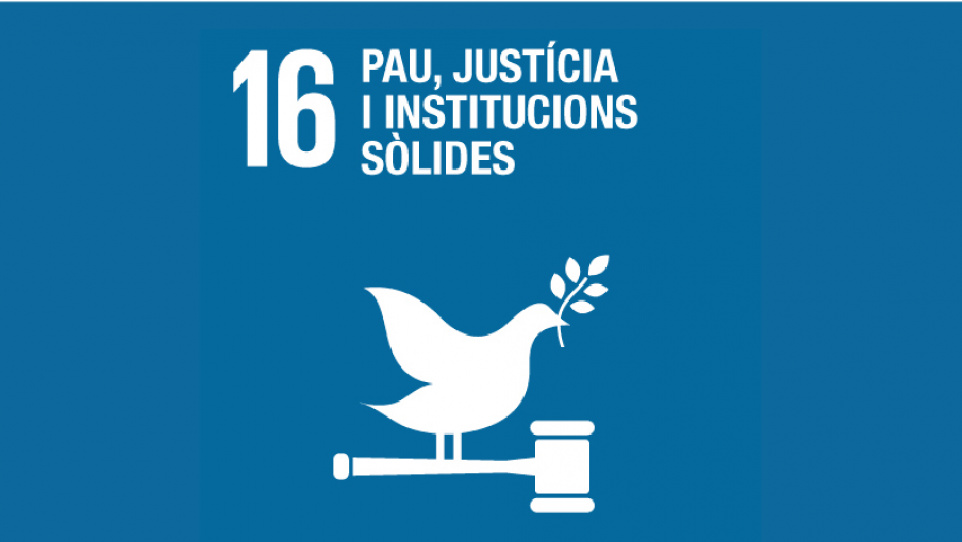 Imatge gràfica de l'ODS 16. Pau, Justícia i Institucions
