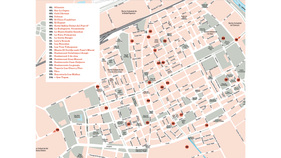 Del Prat al Plat: mapa dels restaurants participants Del Prat al Plat: mapa dels restaurants participants