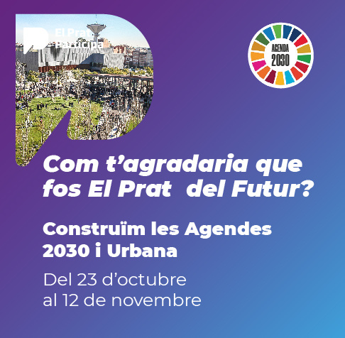 Imatge gràfica de la campanya "Construeix les Agendes 2030 i Urbana del Prat"