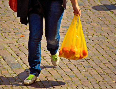 Bossa de plàstic amb compra.