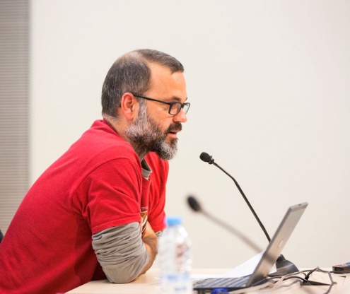 Gibert, durant la presentació del seu llibre a la biblioteca Antonio Martín.