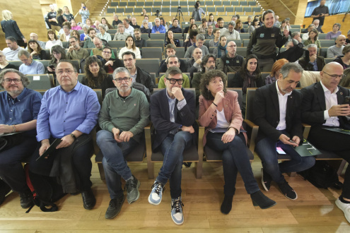 L'alcalde Mijoler i la consellera Jordà, aquest matí a la jornada sobre el Delta del Llobregat.