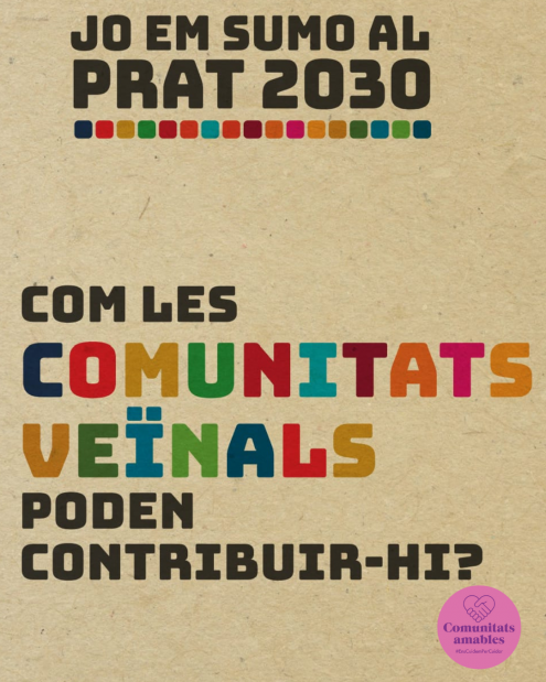 Imatge gràfica de la campanya "Jo em sumo al Prat 2030" adreçada a comunitats veinals