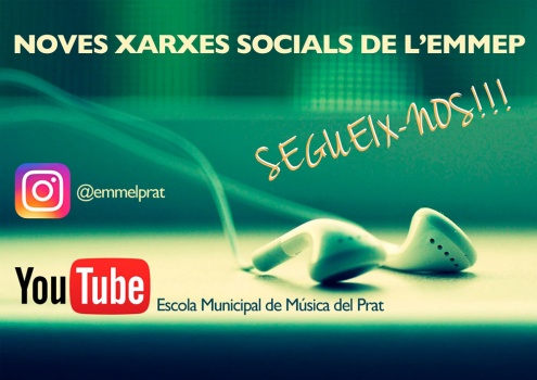 Nous perfils d'Instagram i Youtube de l'Escola Municipal de Música.