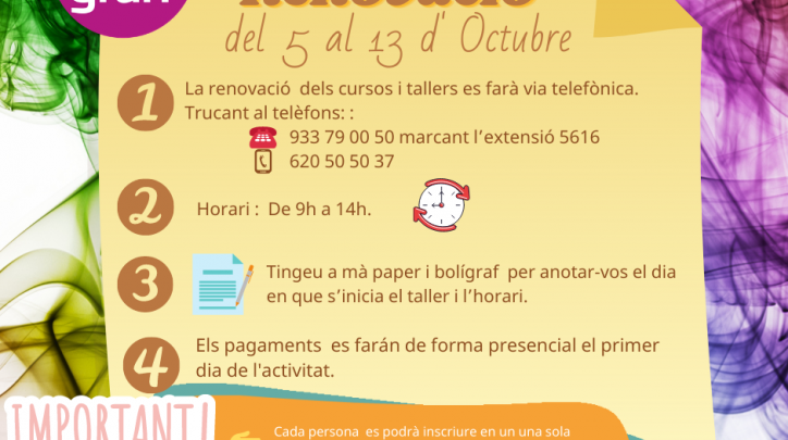 Cartell Informatiu Tallers Tardor 2020
