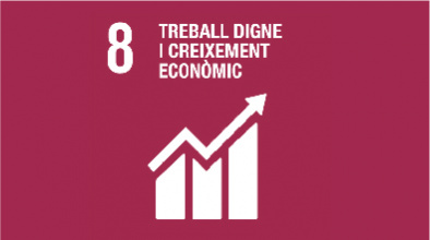 Imatge gràfica de l'ODS 8. Treball Digne i Creixement Econòmic