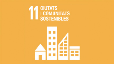 Imatge gràfica de l'ODS 11. Ciutats i Comunitats Sostenibles