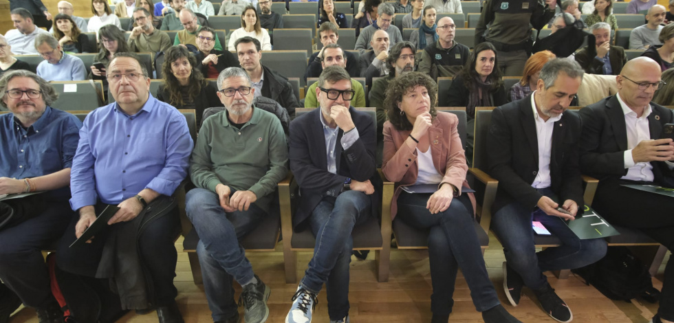 L'alcalde Mijoler i la consellera Jordà, aquest matí a la jornada sobre el Delta del Llobregat.