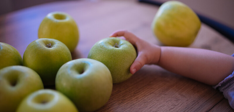 Infant agafant pomes (foto banc d'imatges: nenad_stojkovic)